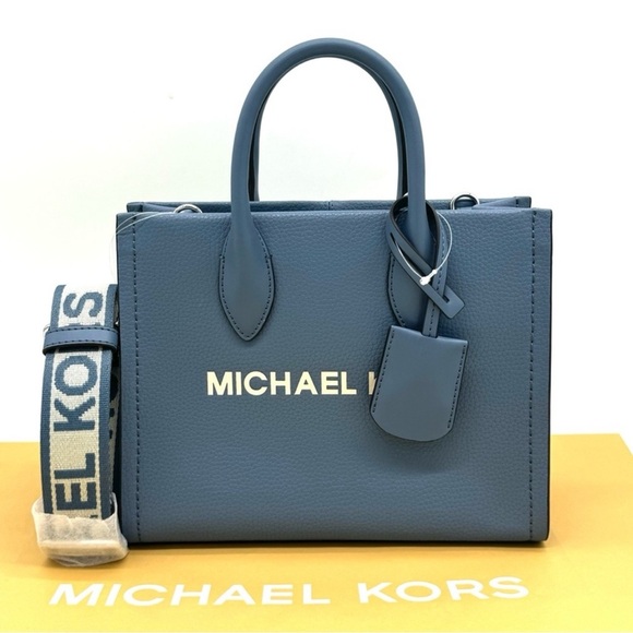 Michael Kors Mirella Small Pebbled Leather Crossbody Bag Blue Denim